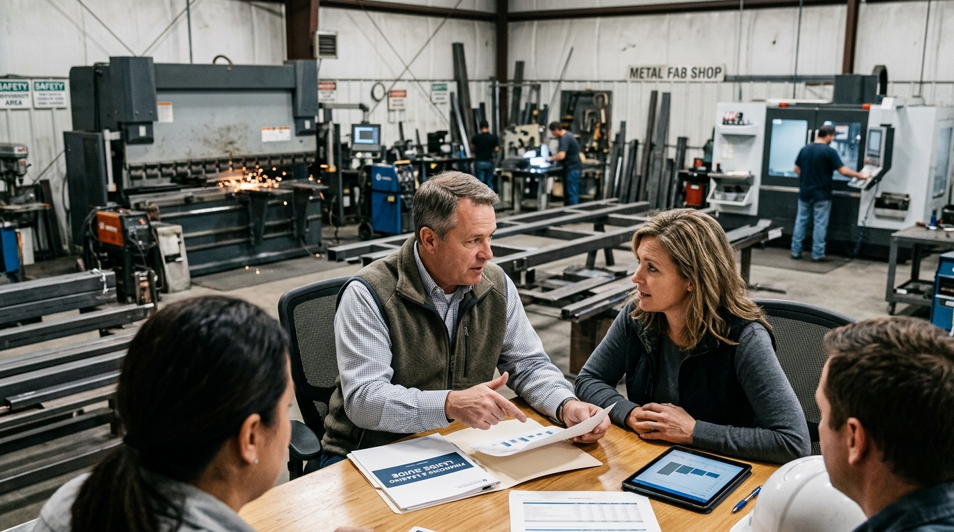 Illustration: Securing Machinery Loans with Average Credit: A 2026 Guide for Metal Fab Shops